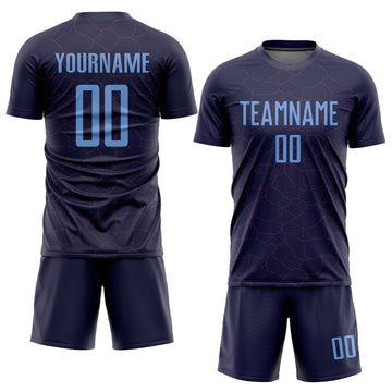 Custom Purple Light Blue Sublimation Soccer Uniform Jersey