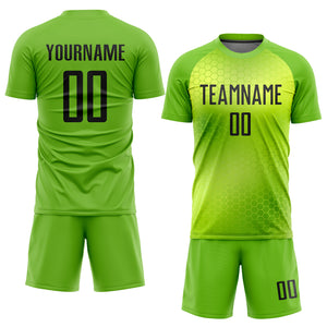 Custom Neon Green Black Sublimation Soccer Uniform Jersey