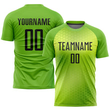 Load image into Gallery viewer, Custom Neon Green Black Sublimation Soccer Uniform Jersey
