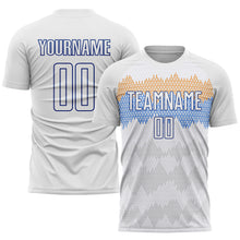 Load image into Gallery viewer, Custom White Royal Sublimation Soccer Uniform Jersey
