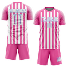 Load image into Gallery viewer, Custom Pink White-Light Blue Sublimation Soccer Uniform Jersey
