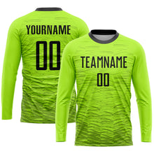 Load image into Gallery viewer, Custom Neon Green Black Sublimation Soccer Uniform Jersey
