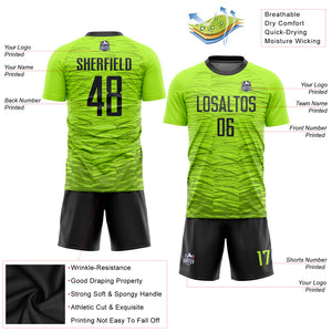 Custom Neon Green Black Sublimation Soccer Uniform Jersey