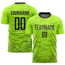 Load image into Gallery viewer, Custom Neon Green Black Sublimation Soccer Uniform Jersey
