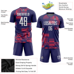 Custom Figure White-Purple Sublimation Soccer Uniform Jersey