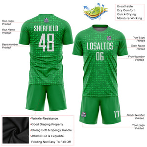 Custom Kelly Green White Sublimation Soccer Uniform Jersey