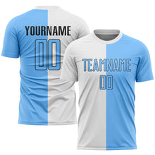 Load image into Gallery viewer, Custom White Light Blue-Black Sublimation Split Fashion Soccer Uniform Jersey
