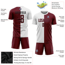 Load image into Gallery viewer, Custom White Crimson-Black Sublimation Split Fashion Soccer Uniform Jersey
