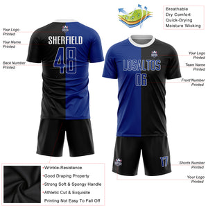 Custom Black Royal-White Sublimation Split Fashion Soccer Uniform Jersey