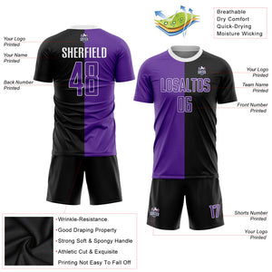 Custom Black Purple-White Sublimation Split Fashion Soccer Uniform Jersey