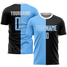 Load image into Gallery viewer, Custom Black Light Blue-White Sublimation Split Fashion Soccer Uniform Jersey
