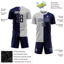 Load image into Gallery viewer, Custom Gray Navy-White Sublimation Split Fashion Soccer Uniform Jersey
