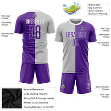 Load image into Gallery viewer, Custom Gray Purple-White Sublimation Split Fashion Soccer Uniform Jersey
