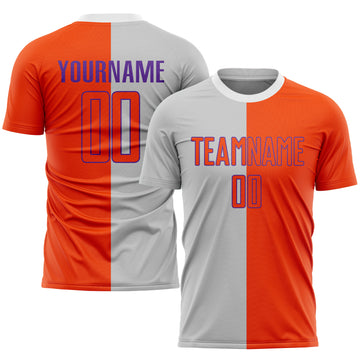 Custom Gray Orange-Purple Sublimation Split Fashion Soccer Uniform Jersey