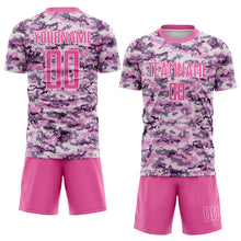 Load image into Gallery viewer, Custom Camo Pink-White Sublimation Salute To Service Soccer Uniform Jersey
