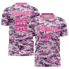 Load image into Gallery viewer, Custom Camo Pink-White Sublimation Salute To Service Soccer Uniform Jersey
