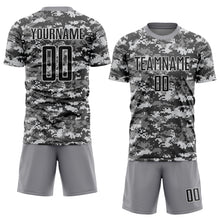 Load image into Gallery viewer, Custom Camo Black-Gray Sublimation Salute To Service Soccer Uniform Jersey
