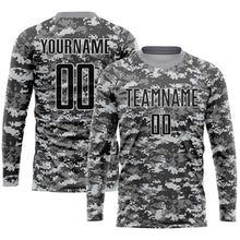 Load image into Gallery viewer, Custom Camo Black-Gray Sublimation Salute To Service Soccer Uniform Jersey
