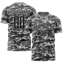 Load image into Gallery viewer, Custom Camo Black-Gray Sublimation Salute To Service Soccer Uniform Jersey
