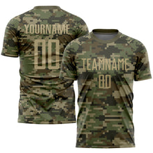 Load image into Gallery viewer, Custom Camo Vegas Gold-Olive Sublimation Salute To Service Soccer Uniform Jersey
