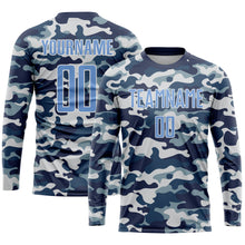 Load image into Gallery viewer, Custom Camo Light Blue-Royal Sublimation Salute To Service Soccer Uniform Jersey
