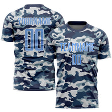 Load image into Gallery viewer, Custom Camo Light Blue-Royal Sublimation Salute To Service Soccer Uniform Jersey
