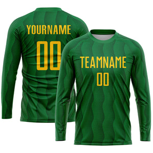 Custom Kelly Green Gold Sublimation Soccer Uniform Jersey