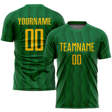 Load image into Gallery viewer, Custom Kelly Green Gold Sublimation Soccer Uniform Jersey
