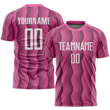 Load image into Gallery viewer, Custom Pink White Sublimation Soccer Uniform Jersey
