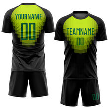 Load image into Gallery viewer, Custom Black Kelly Green Sublimation Soccer Uniform Jersey
