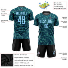 Load image into Gallery viewer, Custom Teal Light Blue-Black Sublimation Soccer Uniform Jersey
