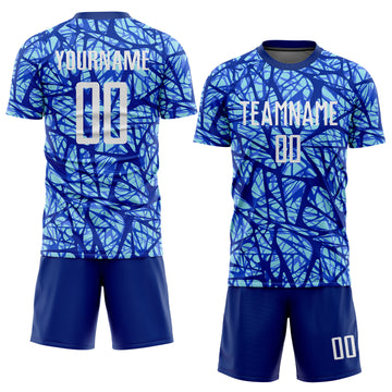 Custom Royal White-Light Blue Sublimation Soccer Uniform Jersey