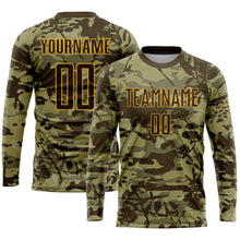 Load image into Gallery viewer, Custom Camo Brown-Gold Sublimation Salute To Service Soccer Uniform Jersey
