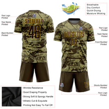 Load image into Gallery viewer, Custom Camo Brown-Gold Sublimation Salute To Service Soccer Uniform Jersey
