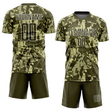 Load image into Gallery viewer, Custom Camo Olive-White Sublimation Salute To Service Soccer Uniform Jersey
