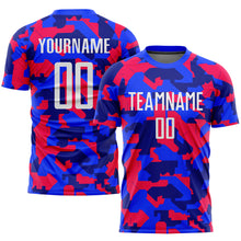 Load image into Gallery viewer, Custom Camo White-Royal Sublimation Salute To Service Soccer Uniform Jersey
