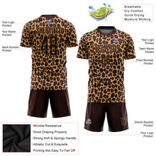 Load image into Gallery viewer, Custom Brown Brown-Old Gold Sublimation Leopard Soccer Uniform Jersey
