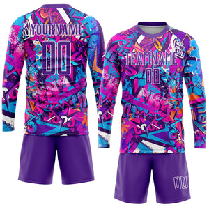 Custom Graffiti Pattern Purple-White Sublimation Soccer Uniform Jersey