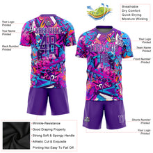 Load image into Gallery viewer, Custom Graffiti Pattern Purple-White Sublimation Soccer Uniform Jersey
