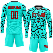 Load image into Gallery viewer, Custom Aqua Red-Black Sublimation Soccer Uniform Jersey
