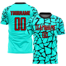 Load image into Gallery viewer, Custom Aqua Red-Black Sublimation Soccer Uniform Jersey
