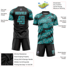 Load image into Gallery viewer, Custom Teal Teal-Black Sublimation Soccer Uniform Jersey
