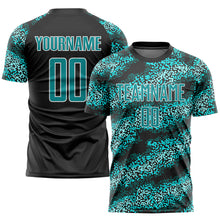 Load image into Gallery viewer, Custom Teal Teal-Black Sublimation Soccer Uniform Jersey
