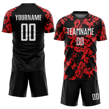 Custom Red White-Black Sublimation Soccer Uniform Jersey