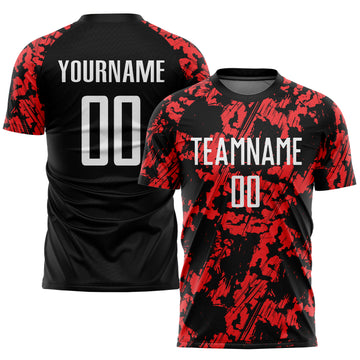 Custom Red White-Black Sublimation Soccer Uniform Jersey