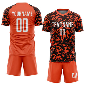 Custom Orange White-Black Sublimation Soccer Uniform Jersey