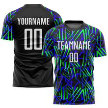 Load image into Gallery viewer, Custom Black White-Neon Green Sublimation Soccer Uniform Jersey
