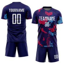 Load image into Gallery viewer, Custom Navy White-Light Blue Sublimation Soccer Uniform Jersey
