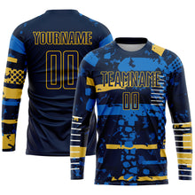 Load image into Gallery viewer, Custom Navy Navy-Gold Sublimation Soccer Uniform Jersey
