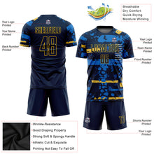 Load image into Gallery viewer, Custom Navy Navy-Gold Sublimation Soccer Uniform Jersey
